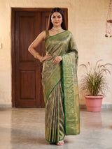 MIMOSA Green Kanjivaram Saree — pose 4 styling detail