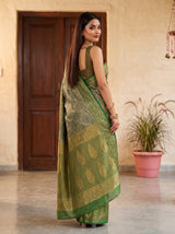 MIMOSA Green Kanjivaram Saree — pose 7 styling detail