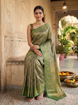 MIMOSA Green Kanjivaram Saree — pose 8 styling detail