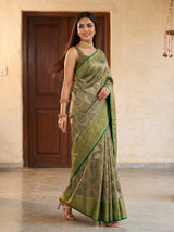 MIMOSA Green Kanjivaram Saree — pose 9 styling detail
