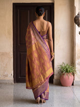 MIMOSA Magenta Kanjivaram Art Silk Saree — Saree shot with pallu and body details
