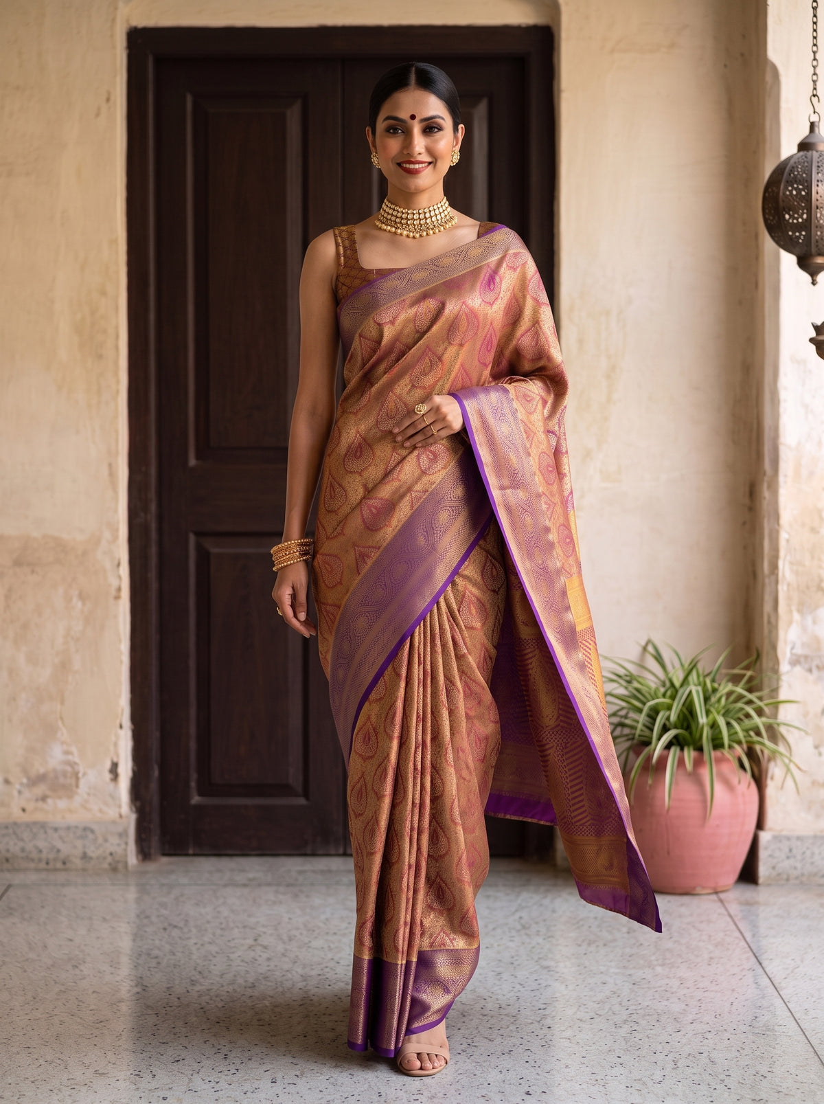 MIMOSA Magenta Kanjivaram Saree — pose 6 styling detail