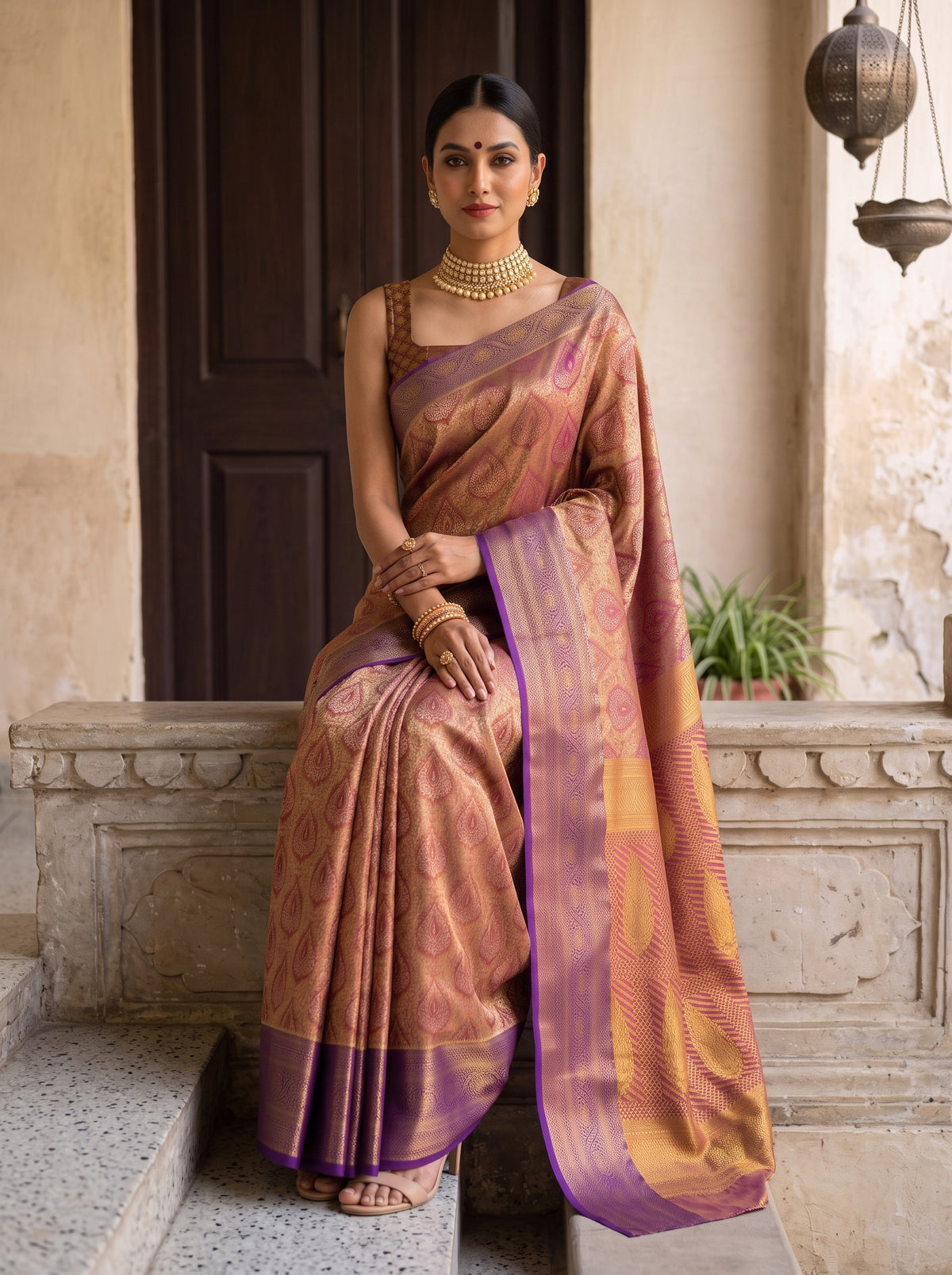 MIMOSA Magenta Kanjivaram Saree — pose 8 styling detail