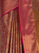 MIMOSA Maroon Kanjivaram Saree — fleets shot full lifestyle