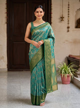 MIMOSA Rama Kanjivaram Art Silk Saree — Model lifestyle pose