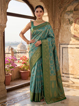 MIMOSA Rama Kanjivaram Saree — pose 4 styling detail