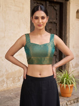 MIMOSA Rama Kanjivaram Saree — blouse close-up