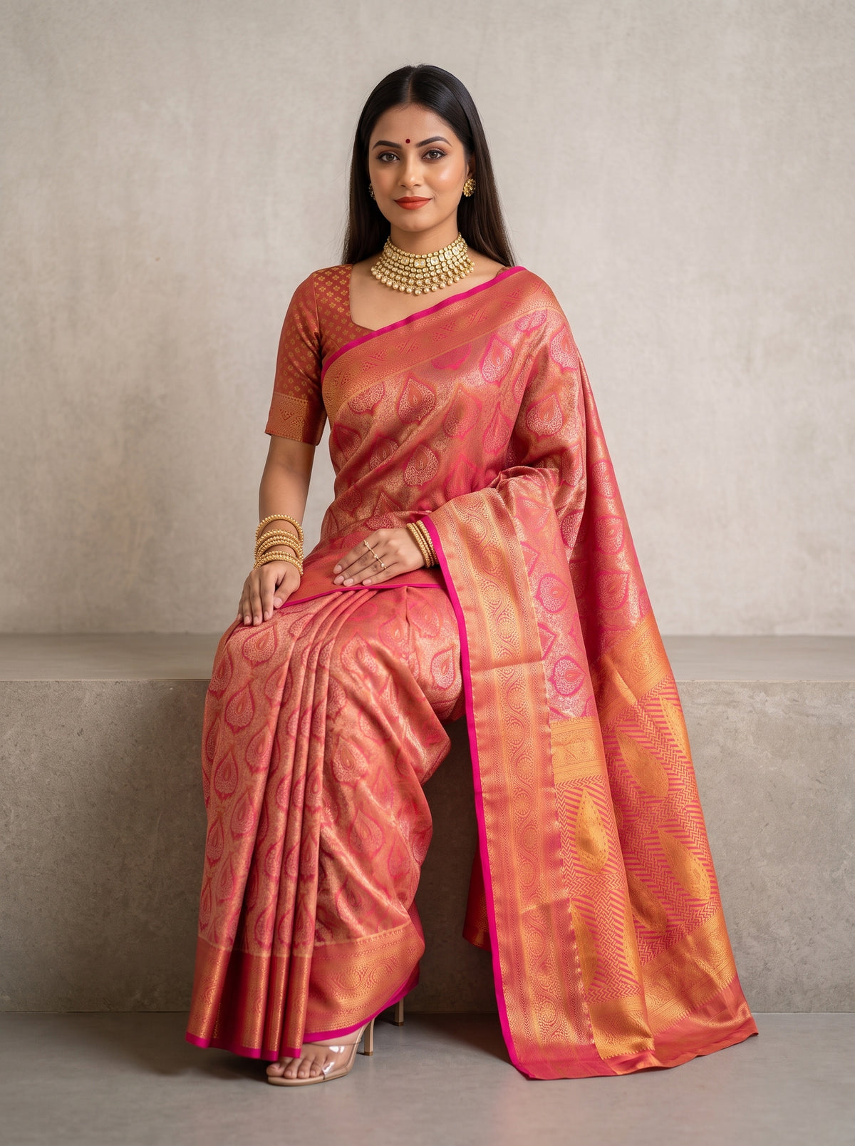 MIMOSA Rani Kanjivaram Saree — pose 8 styling detail