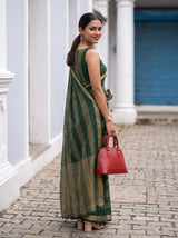 MIMOSA Bottle Green Mysore Silk Crepe Saree — pose 7 styling detail
