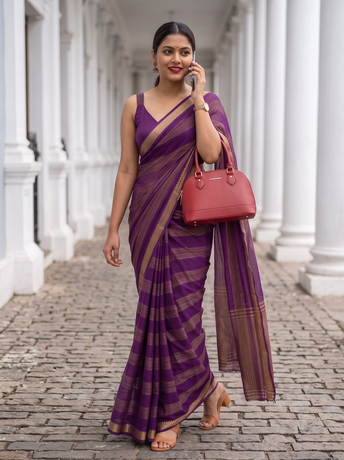 MIMOSA Jamun Mysore Silk Crepe Saree — pose 5 styling detail