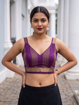 MIMOSA Jamun Mysore Silk Crepe Saree — blouse close-up