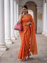 MIMOSA Peach Mysore Silk Crepe Saree — pose 5 styling detail
