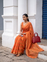 MIMOSA Peach Mysore Silk Crepe Saree — pose 8 styling detail