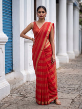 MIMOSA Red Mysore Silk Crepe Saree — pose 4 styling detail