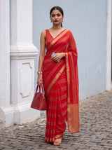 MIMOSA Red Mysore Silk Crepe Saree — pose 6 styling detail