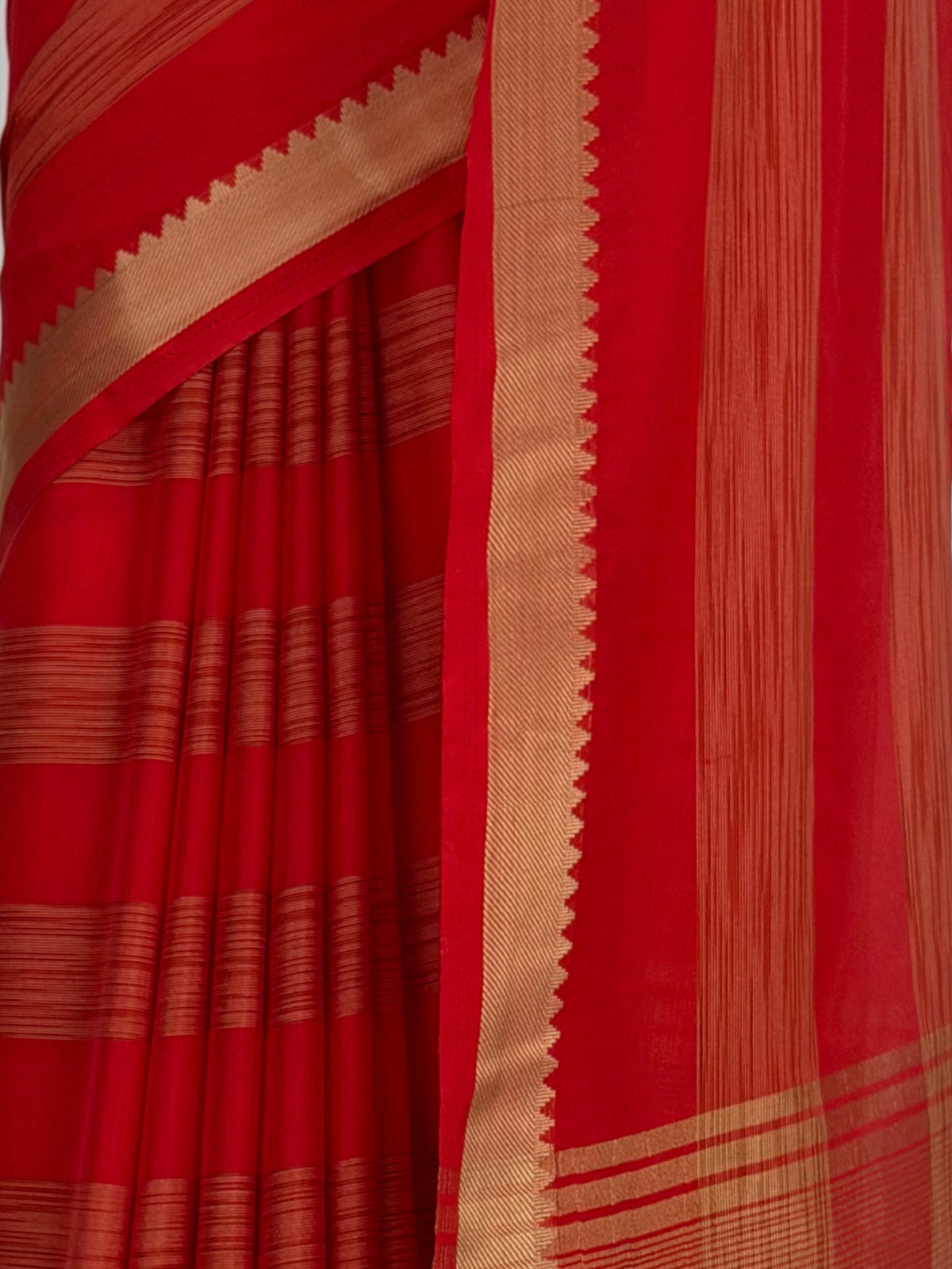 MIMOSA Red Mysore Silk Crepe Saree — fleets shot full lifestyle