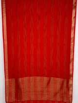 MIMOSA Red Mysore Silk Crepe Saree — pallu and zari work detail