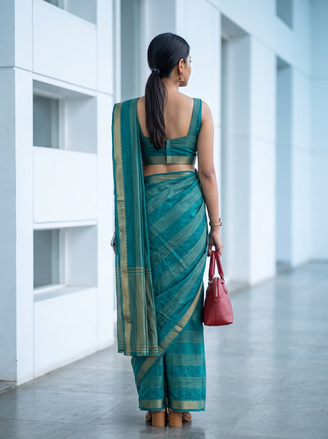 MIMOSA Sapphire Mysore Silk Crepe Saree — Saree shot pallu and body