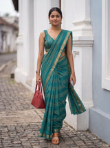 MIMOSA Sapphire Mysore Silk Crepe Saree — pose 6 styling detail