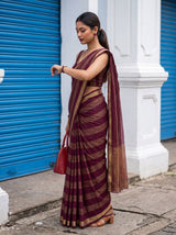 MIMOSA Wine Mysore Silk Crepe Saree — pose 3 styling detail