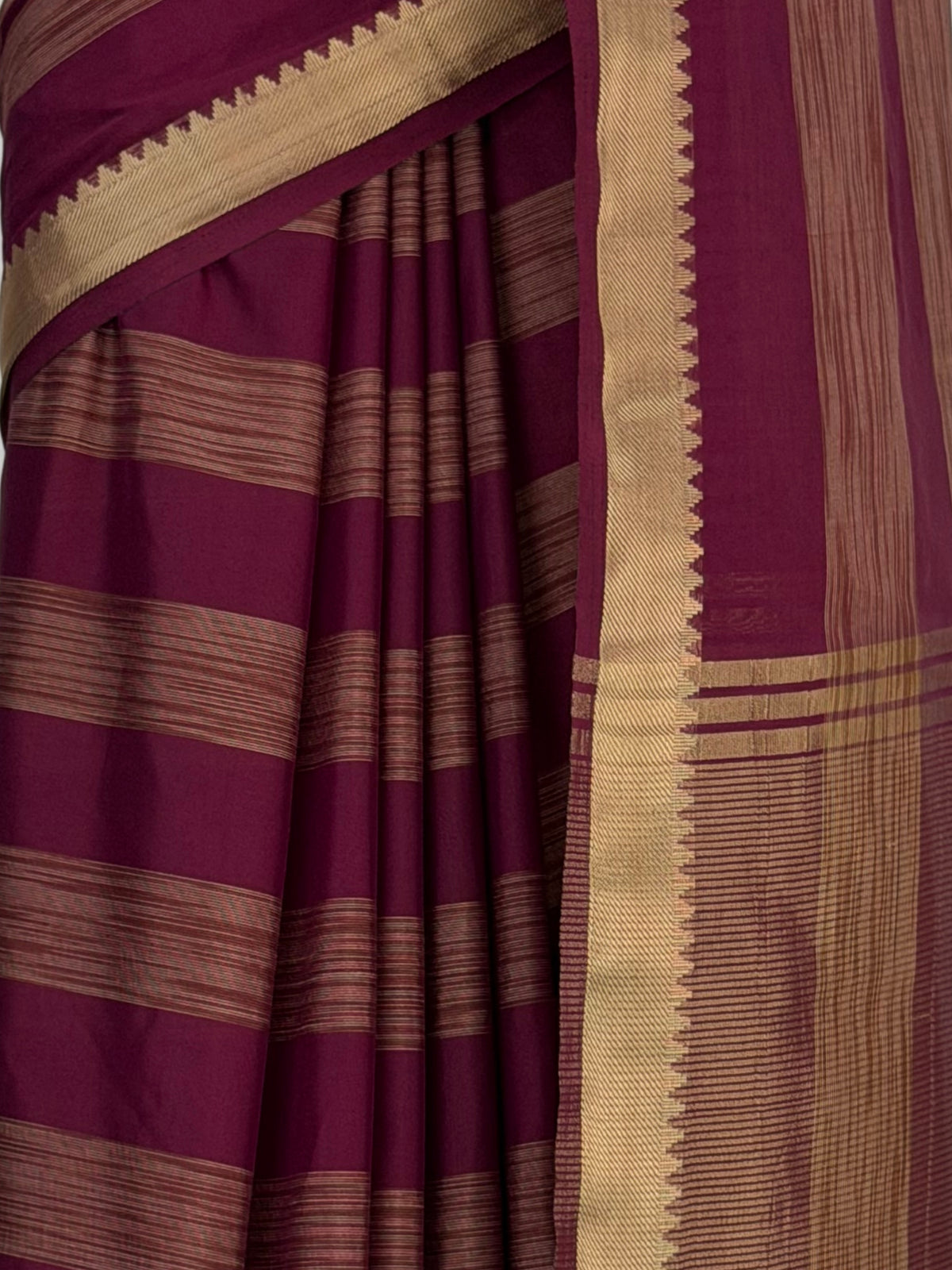 MIMOSA Wine Mysore Silk Crepe Saree — fleets shot full lifestyle