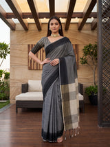MIMOSA Black Banarasi Saree — pose 4 styling detail
