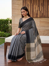 MIMOSA Black Banarasi Saree — pose 8 styling detail