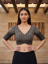 MIMOSA Black Banarasi Saree — blouse close-up