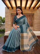 MIMOSA Blue Banarasi Saree — pose 8 styling detail