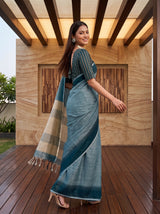 MIMOSA Blue Banarasi Saree — pose 9 styling detail