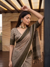 MIMOSA Chiku Banarasi Saree — pose 10 styling detail