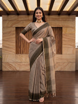 MIMOSA Chiku Banarasi Saree — pose 4 styling detail