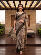 MIMOSA Chiku Banarasi Saree — pose 6 styling detail