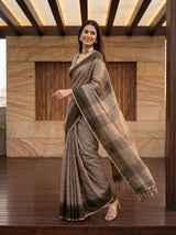 MIMOSA Chiku Banarasi Saree — pose 9 styling detail