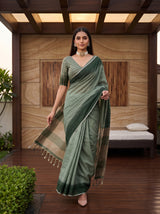 MIMOSA Green Banarasi Saree — pose 6 styling detail