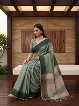 MIMOSA Green Banarasi Saree — pose 8 styling detail
