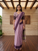MIMOSA Lavender Banarasi Saree — front view on mannequin