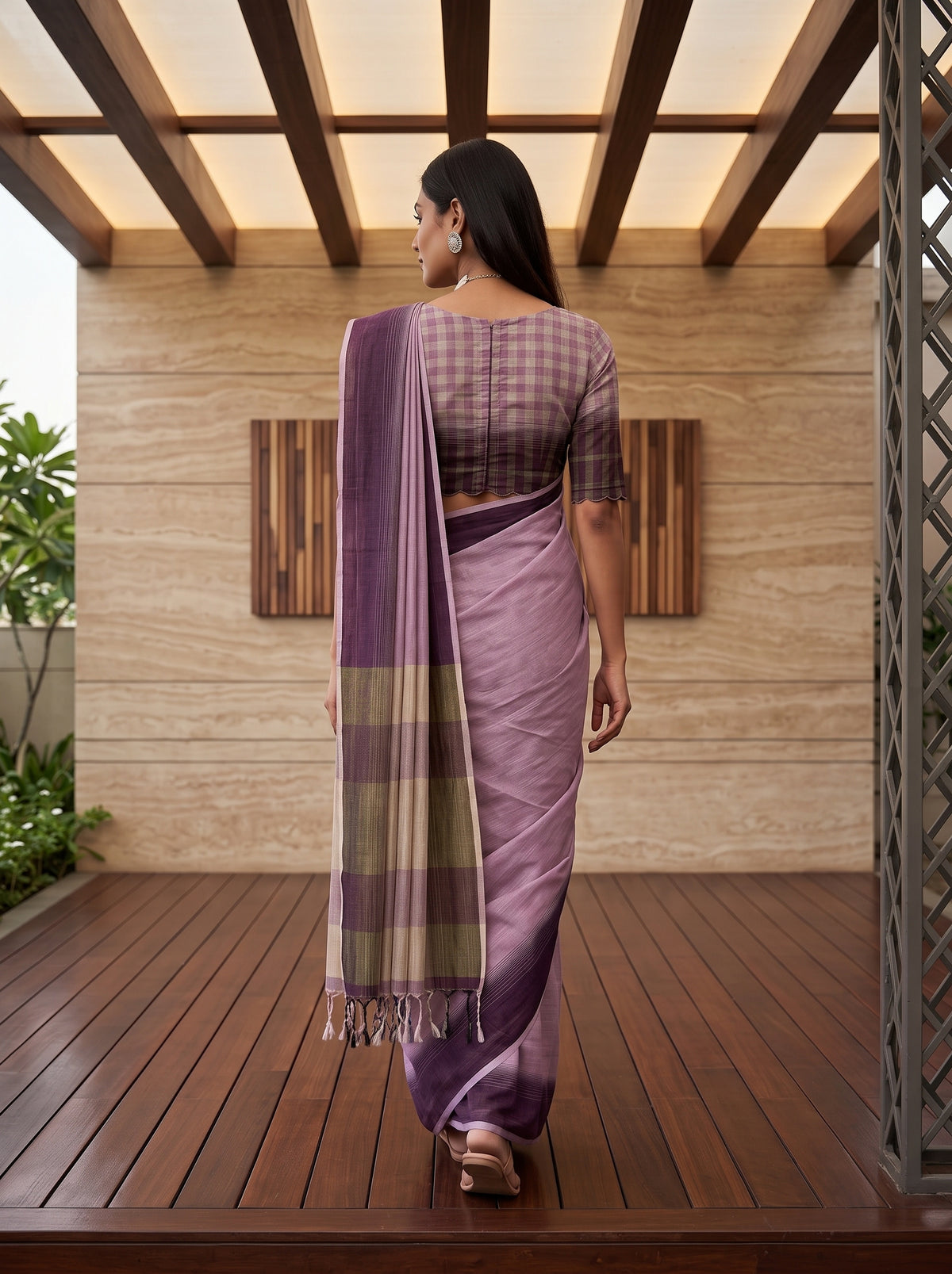 MIMOSA Lavender Banarasi Saree — pose 2 styling detail