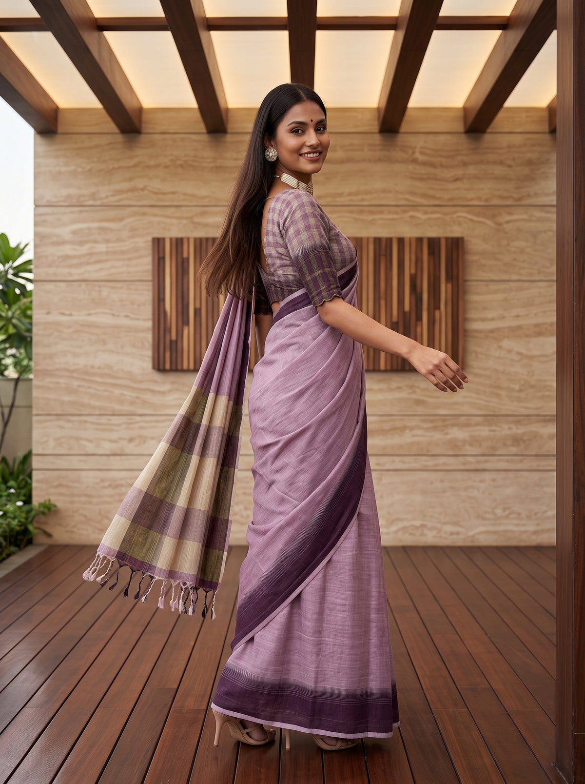 MIMOSA Lavender Banarasi Saree — pose 9 styling detail
