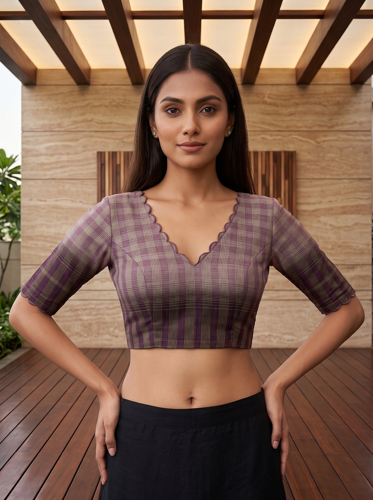 MIMOSA Lavender Banarasi Saree — blouse close-up
