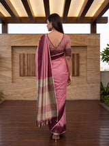 MIMOSA Strawberry Banarasi Saree — pose 2 styling detail