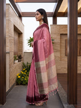 MIMOSA Strawberry Banarasi Saree — pose 3 styling detail