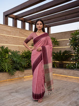 MIMOSA Strawberry Banarasi Saree — pose 4 styling detail