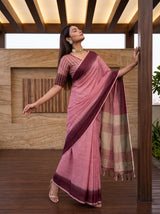 MIMOSA Strawberry Banarasi Saree — pose 5 styling detail