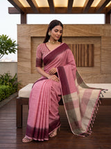 MIMOSA Strawberry Banarasi Saree — pose 8 styling detail