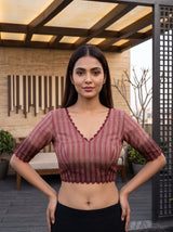 MIMOSA Strawberry Banarasi Saree — blouse close-up