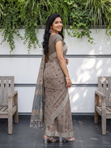 MIMOSA Brown Banarasi Cotton Saree — pose 5 styling detail