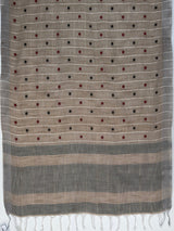 MIMOSA Brown Banarasi Cotton Saree — pallu and zari work detail