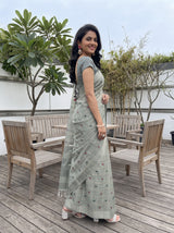 MIMOSA Green Banarasi Cotton Saree — pose 5 styling detail