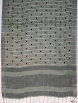 MIMOSA Green Banarasi Cotton Saree — pallu and zari work detail